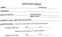 ‘Trayvon Martin’ Mispelled on Zimmerman Trial Jury Questionnaire