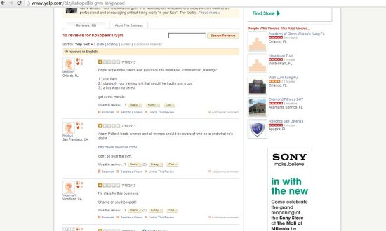 Fla. MMA Gym Kokopelli’s Offering ‘Zimmerman Training;’ Users Blast it on Yelp