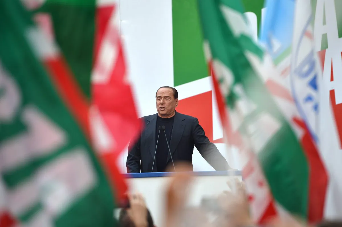 Former Italian Premier Silvio Berlusconi at a demonstration in Rome, Aug. 4. (GABRIEL BOUYS/AFP/Getty Images)
