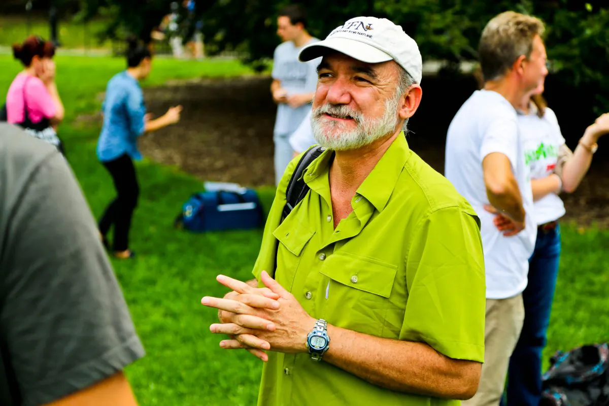 Rodrigo Medellin, senior professor of ecology at the University of Mexico, speaks to the press at the launch of the BioBlitz, a biodiversity survey, in Central Park, New York City, Aug. 26, 2013.