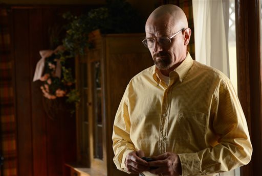 This image provided by AMC shows Bryan Cranston as Walter White in a scene from "Breaking Bad." (AP Photo/AMC, Ursula Coyote)