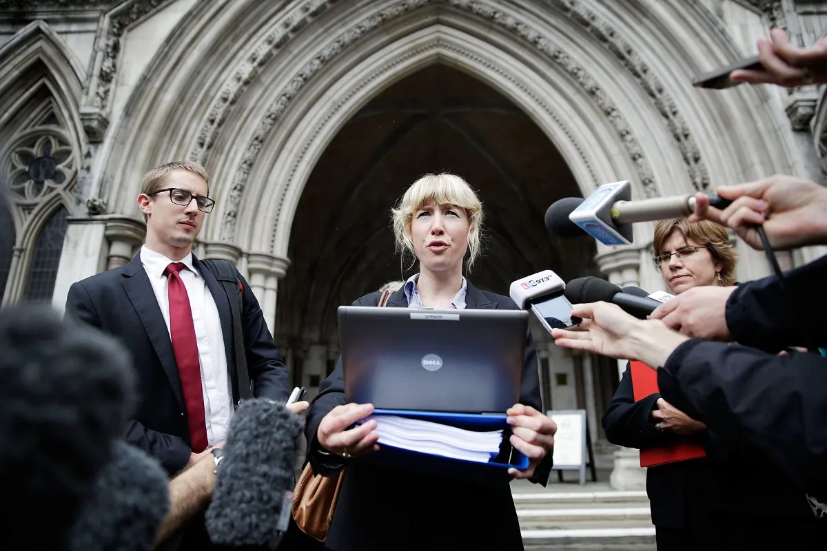 Lawyer Gwendolen Morgan, acting for David Miranda, speaks to the media on August 22, 2013 in London, England. (Matthew Lloyd/Getty Images)