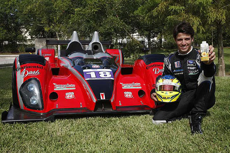 Tristan Nunez with the #18 Performance Tech Oreca in its new livery and a Kate Farms Komplete Shake, ready for Baltimore (tristnanunez.com)