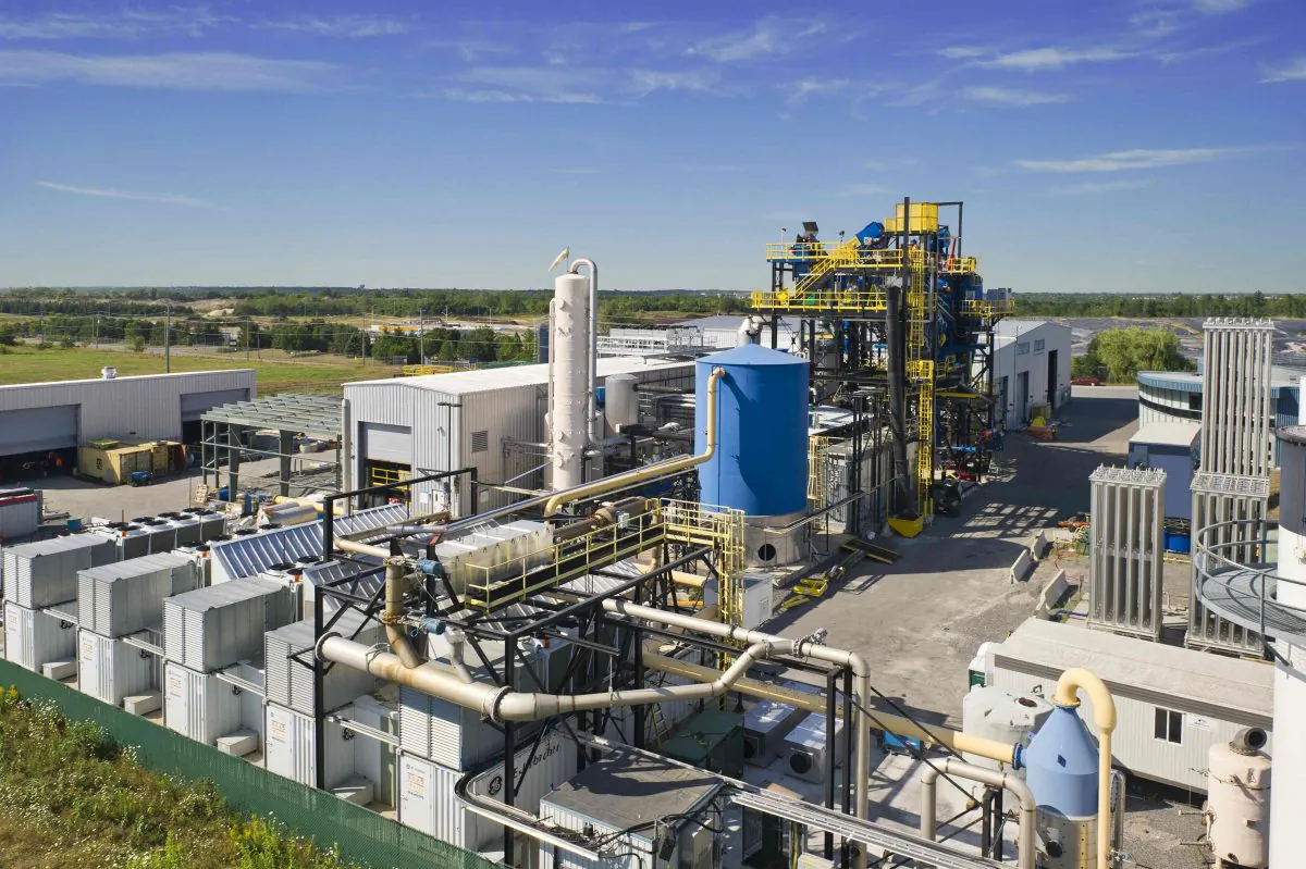 The commercial-scale demonstration facility, Plasco Trail Road, was built last year but hasn’t been run for any sustained period of time. (Courtesy of Plasco Energy Group Inc.)