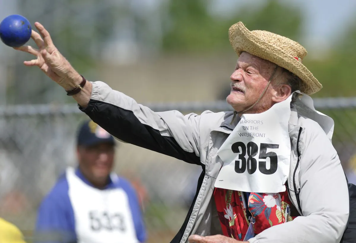 Army veteran Charles G. Morphy, of Martinez, Calif., participates in the National Veterans Golden Age Games hosted by the U.S. Department of Veterans Affairs on Saturday June 1, 2013 in Orchard Park, N.Y. (Dan Cappellazzo/AP Images for U.S. Department of Veterans Affairs)
