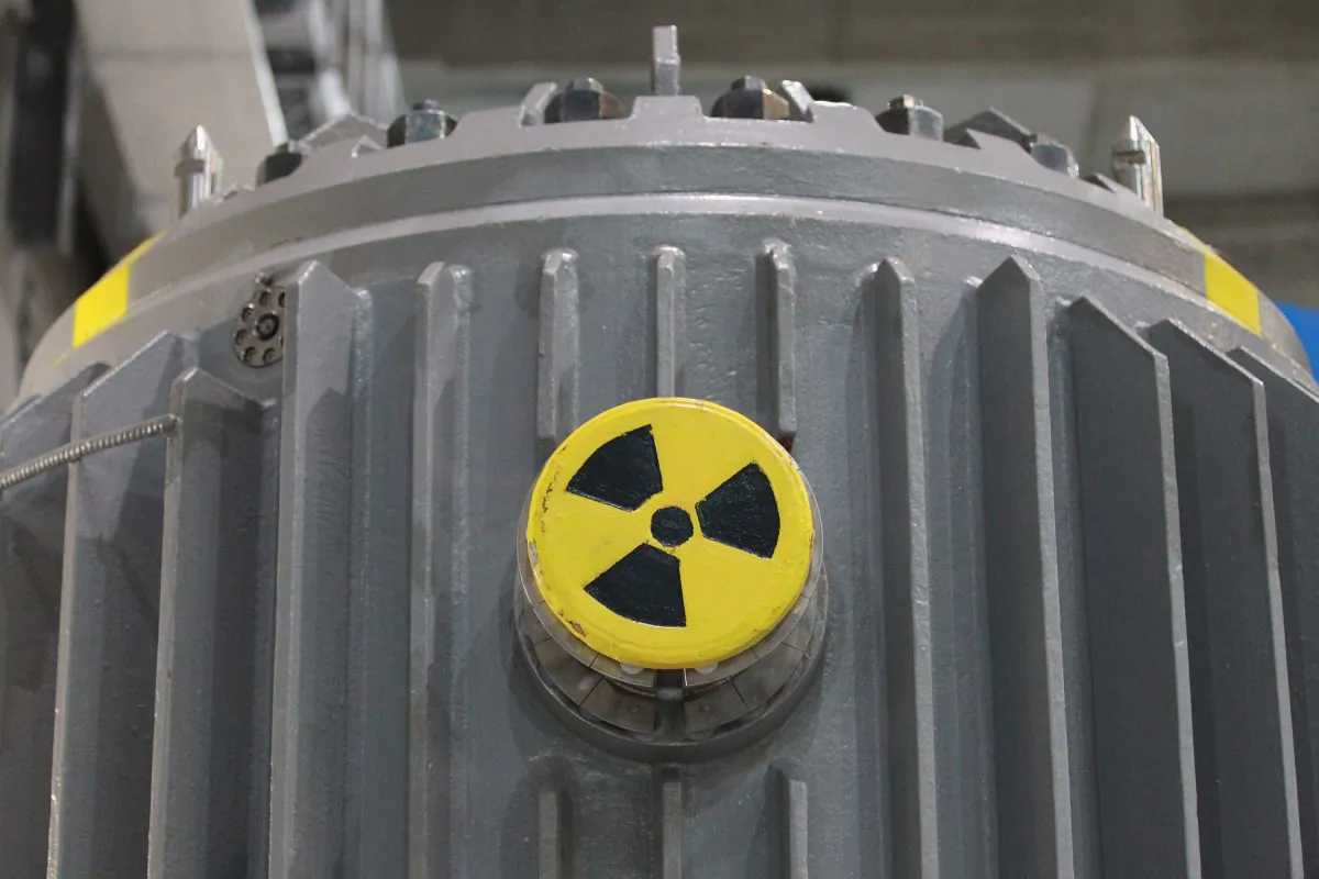This radioactively-contaminated container once used to transport nuclear fuel rods at the Greifswald former nuclear power plant at the Zwischenlager Nord temporary nuclear waste storage facility in Lubmin, Germany. (Sean Gallup/Getty Images)
