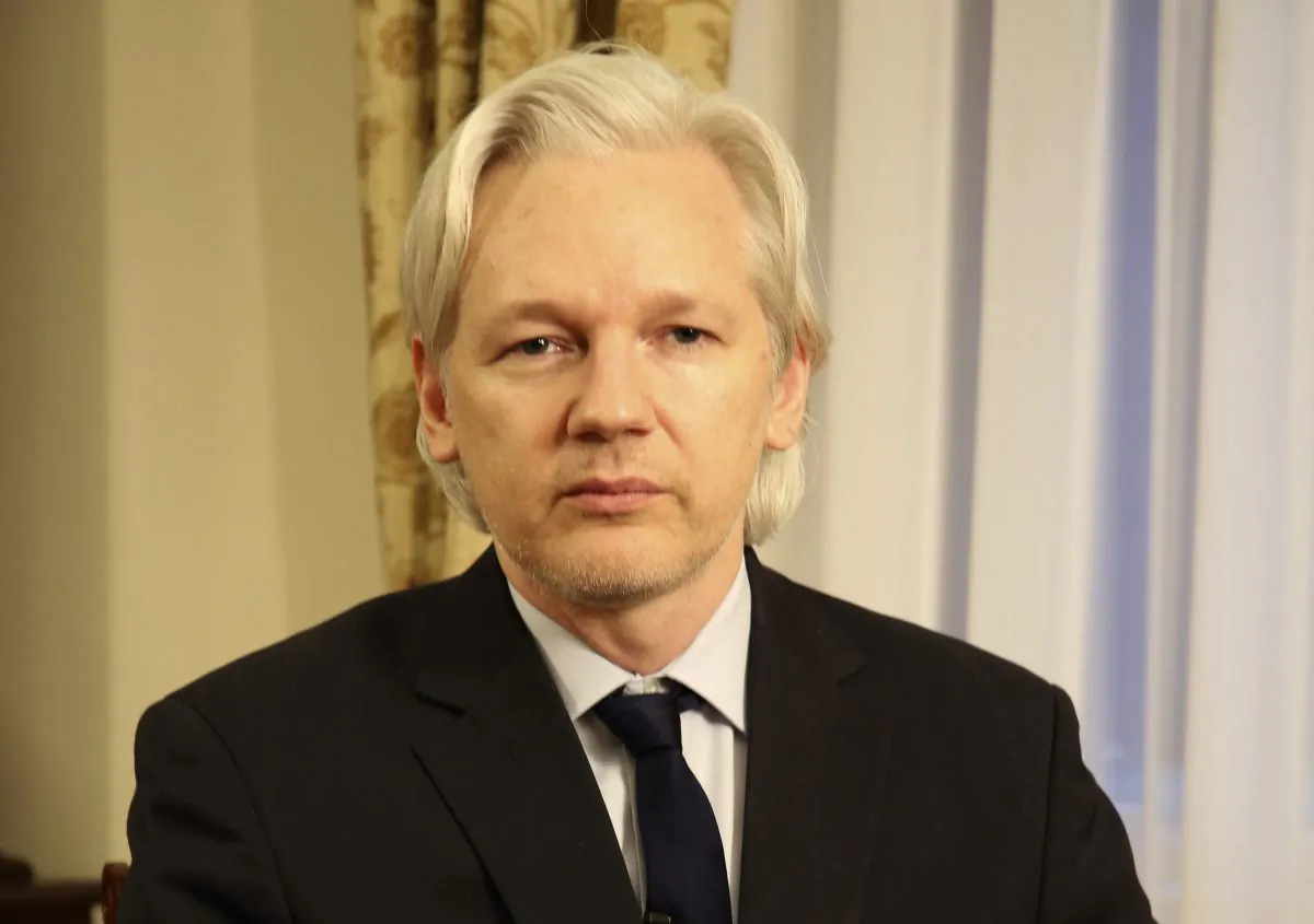 WikiLeaks founder Julian Assange in the Ecuadorian Embassy in London on July 30, 2013. (Sunshine Press Productions via AP)