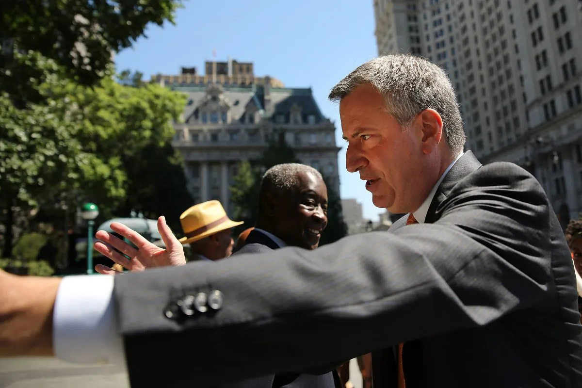 New York Democratic mayoral candidate Bill de Blasio meets supporters during a campaign event on July 30, 2013 in New York City. (Photo by Spencer Platt/Getty Images)