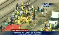 Los Angeles County: Overturned Charter Bus, 30 Injured