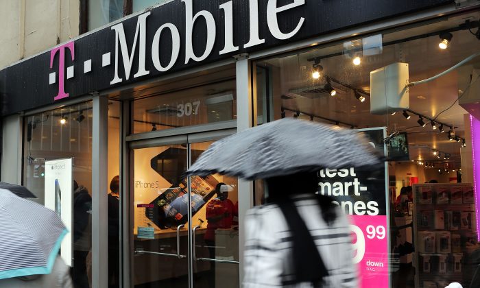 A T-Mobile store in New York City, April 12. (Spencer Platt/Getty Images)