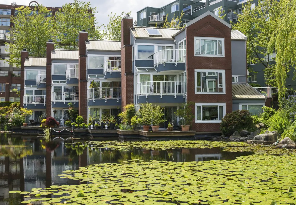 Modern townhouses are seen in Vancouver. B.C. took the lead in its year-over-year increase in home sales (28.6 percent), and while Ontario and the Prairie provinces also showed gains, year-over-year sales fell in Quebec and the Atlantic provinces. (vkyryl/Photos.com)