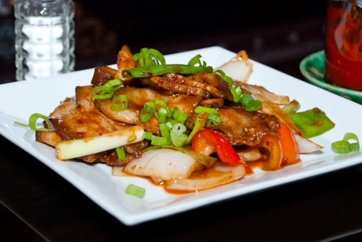 PhakSha Khatsa, a Tibetan dish of pork belly and chile sauce, is served at Little Tibet Restaurant. (Joshua Philipp/Epoch Times)