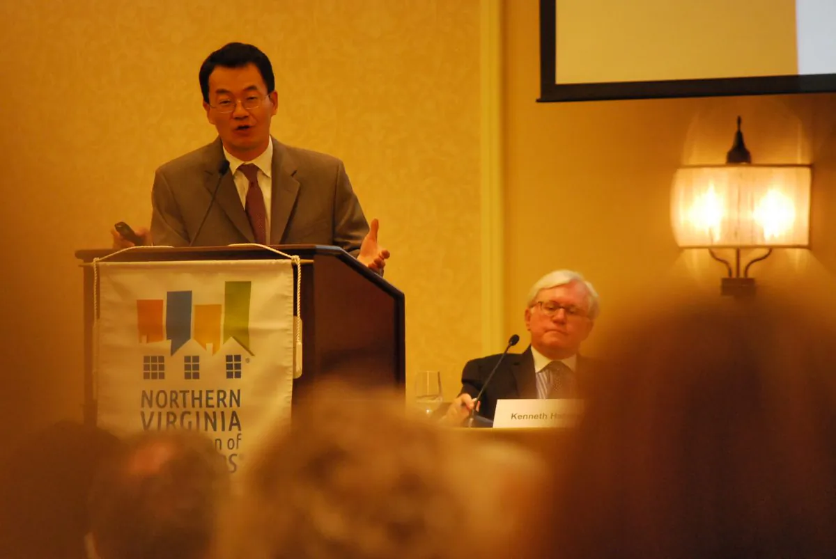 Dr. Lawrence Yun, Chief Economist, National Association of Realtors, discussed national economic trends affecting the local real estate market at the 2013 Economic Summit, hosted by the Northern Virginia Association of Realtors (NAR)at the George Mason Inn and Conference Center in Arlington, Va. Sept. 5. (Ron Dory/ Epoch Times)
