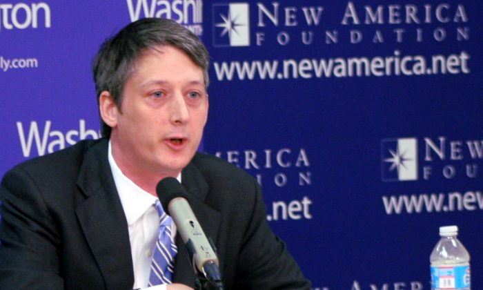 James Kvaal, deputy director of the White House Domestic Policy Council, speaks Sept. 4 at the New America Foundation on the President Obama’s new higher education metrics to rate colleges on the value they provide for students and parents. (Gary Feuerberg/ Epoch Times)