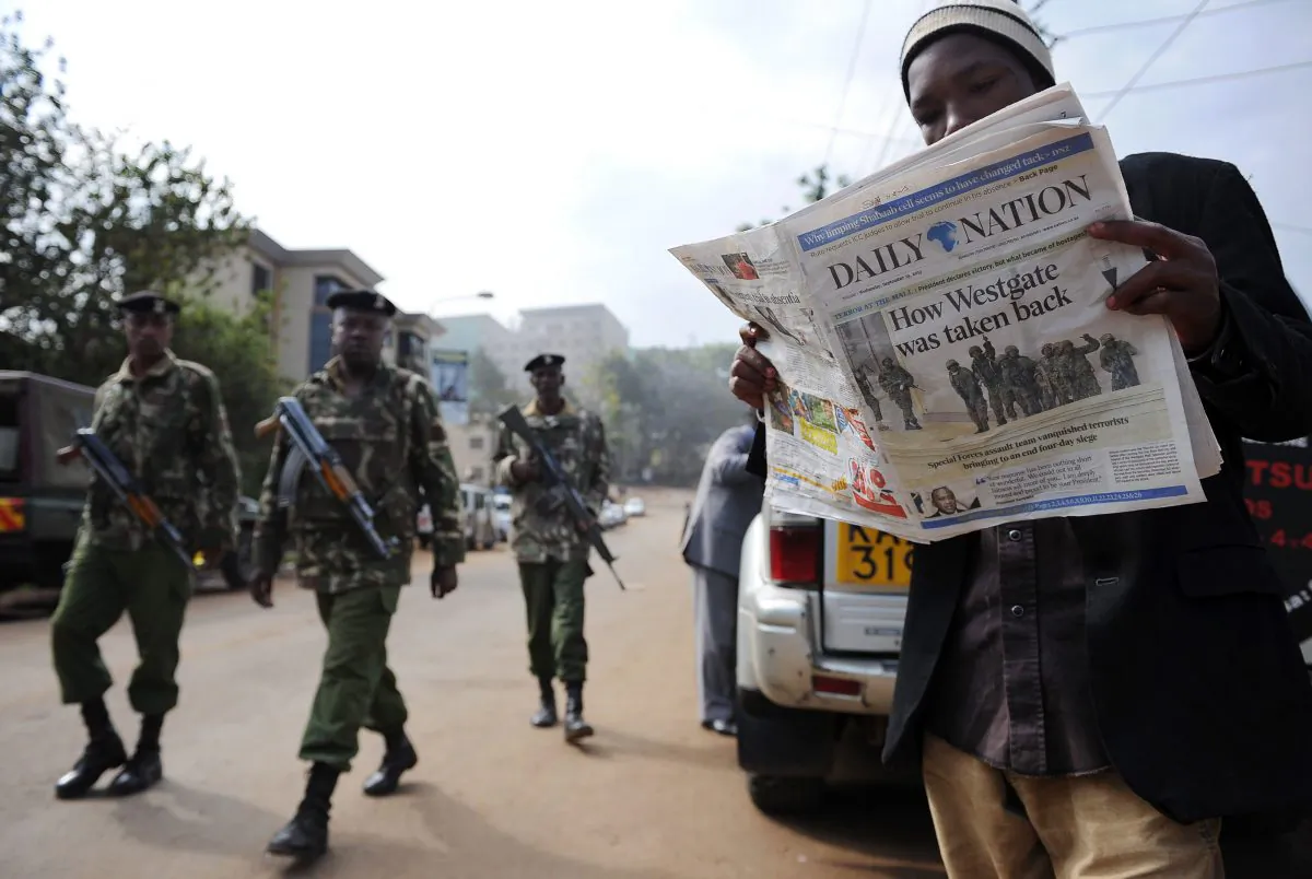 Nairobi on Sept. 25, 2013, after Kenyan forces took back control of Westgate mall following a deadly four-day siege that left more than 60 people dead and close to 200 injured. (Tony Karumba/AFP/Getty Images)