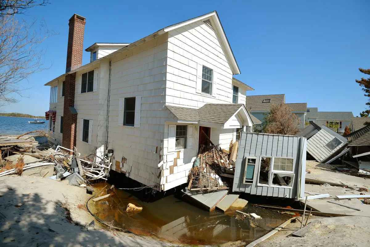 A home after Superstorm Sandy, in Mantoloking, N.J., on May 13, 2013. (John Stillwell/Pool/Getty Images)