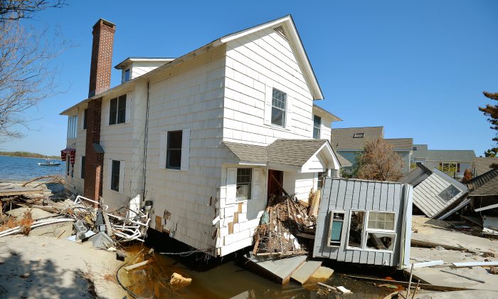 A home after Superstorm Sandy, in Mantoloking, N.J., on May 13, 2013. (John Stillwell/Pool/Getty Images) 