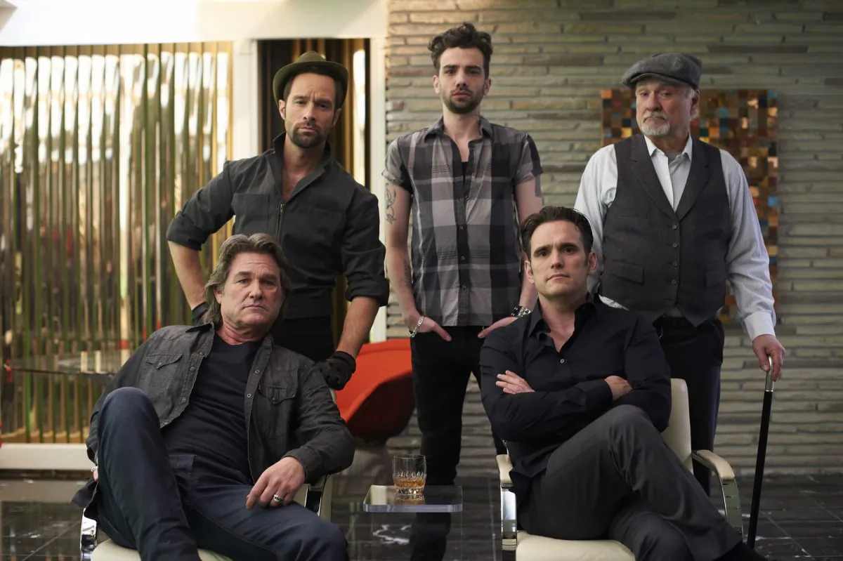 (Left to right, front to back) Kurt Russell, Matt Dillon, Chris Diamantopoulos, Jay Baruchel, and Kenneth Welsh star in "The Art of the Steal". (Photo courtesy TIFF)