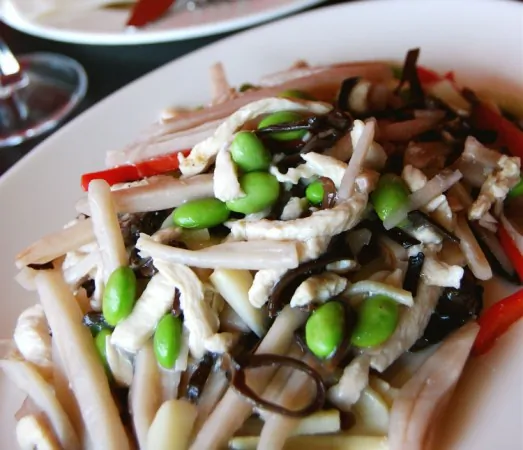Shredded Chicken with lotus root, woodear, and soy bean. (Courtesy of Seven Seas Restaurant)