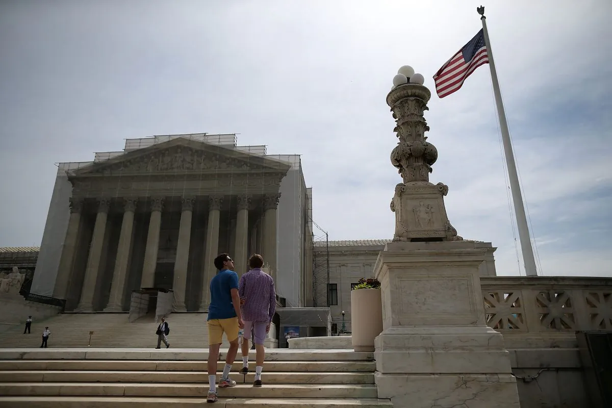 People walk near the U.S. Supreme Court building as the court begins a new term, in Washington, on Oct. 7, 2013. Several cases involve the First Amendment and other important matters. (Mark Wilson/Getty Images)