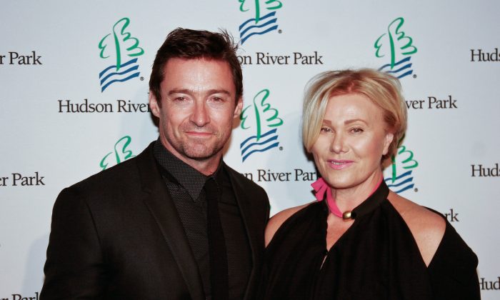 Academy Award-nominated actor Hugh Jackman and wife, Deborra-Lee Furness, at the 2013 Friends of the Hudson River Park Gala at Pier 57 in New York City on Oct. 3, 2013. (Courtesy of Jack Feinberg)