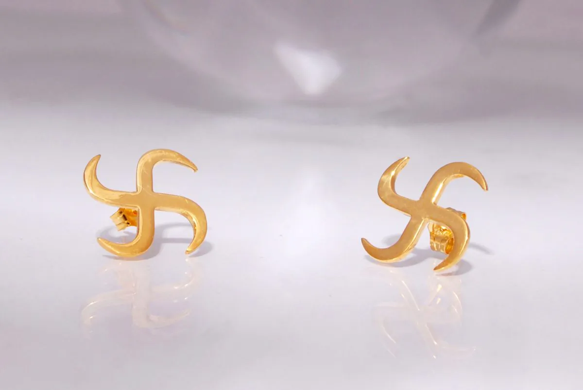 Swastika Golden Earrings 18K - Natalia Basdeki