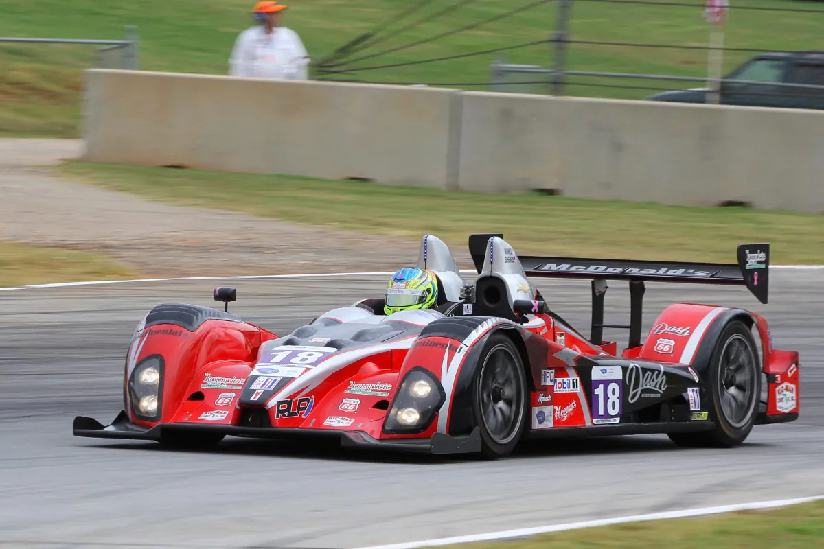 Tristan Nunez rounds Turn 10a in the #18 Performace Tech Oreca. (Chris Jasurek)