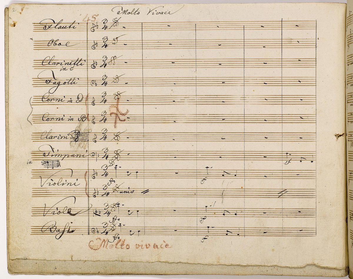 The copyist manuscript of the second movement of Ludwig van Beethoven’s Symphony No. 9. (Courtesy of The Juilliard Manuscript Collection)