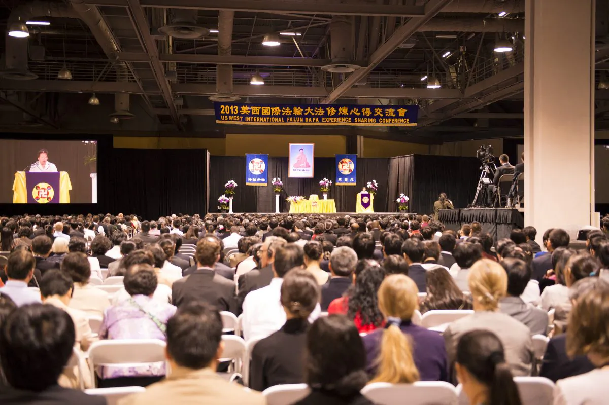 About 5,000 practitioners of Falun Dafa (or Falun Gong) from all over the world attend the U.S. Western International Falun Dafa Experience Sharing Conference on Oct. 19, 2013.
