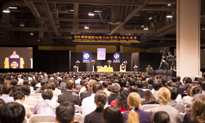 About 5,000 practitioners of Falun Dafa (or Falun Gong) from all over the world attend the U.S. Western International Falun Dafa Experience Sharing Conference on Oct. 19, 2013.