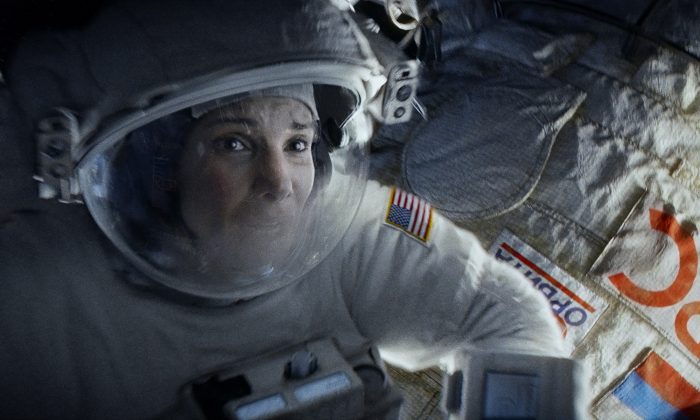 Sandra Bullock as Ryan Stone in the dramatic thriller “Gravity,” a Warner Bros. Pictures release. (Courtesy of Warner Bros. Pictures)