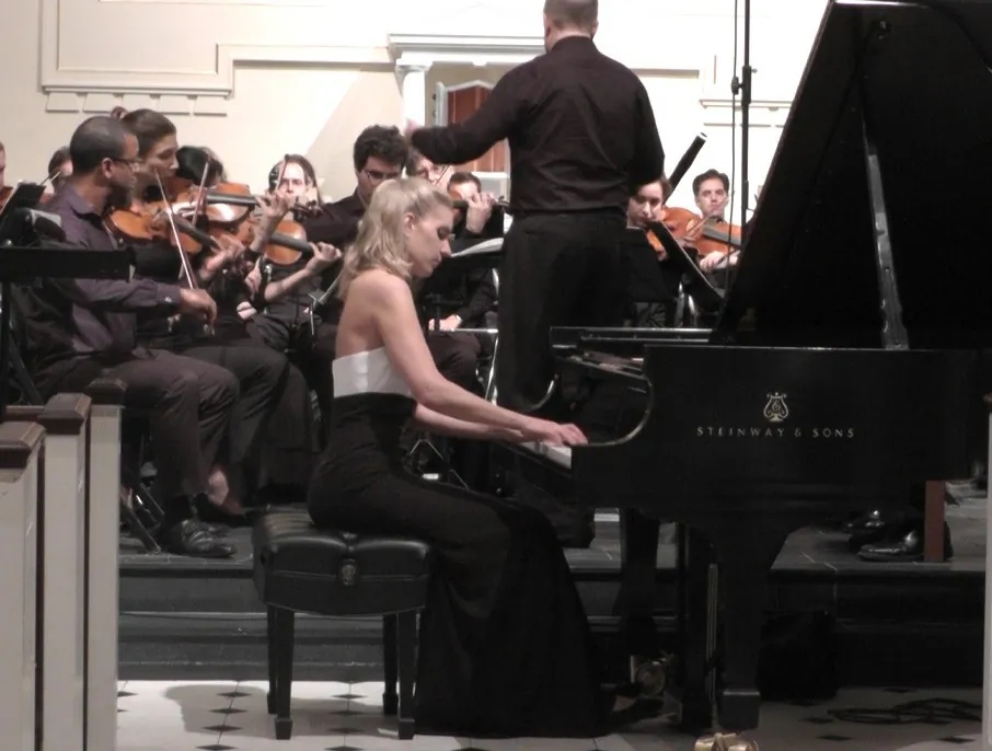 Pianist Jamina Gerl performing Rachmaninoff's Third Piano Concerto with the New York Concerti Sinfonietta on Oct.7 at NYU Parish, St. Joseph's Church, in Greenwich Village.
(Sylvia Gerl)