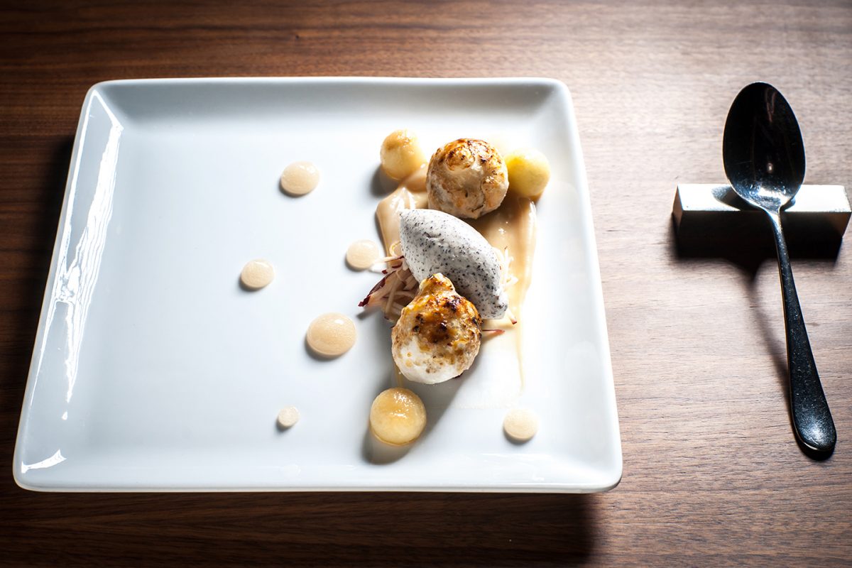 The Big Apple, with baked apple dumplings, cinnamon, poppyseed ice cream, and Calvados from Hospoda, a New American style restaurant on the Upper East Side. (Courtesy of Hospoda)