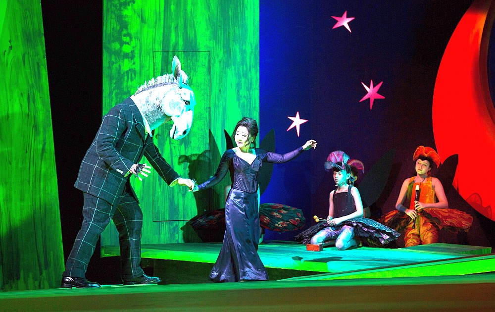  Kathleen Kim as Tytania and Matthew Rose as Bottom in Britten's "A Midsummer Night's Dream," at the Metropolitan Opera on Oct. 3. (Marty Sohl/Metropolitan Opera)
