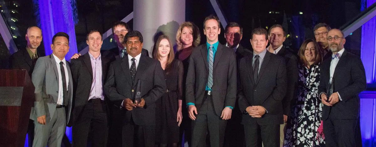 The staff of Christopher Simmonds Architect Inc. accept the People’s Choice Award at the Greater Ottawa Home Builders’ Association (GOHBA) Awards on Saturday, Oct. 5, 2013. (Chrisy Trudeau/Epoch Times)