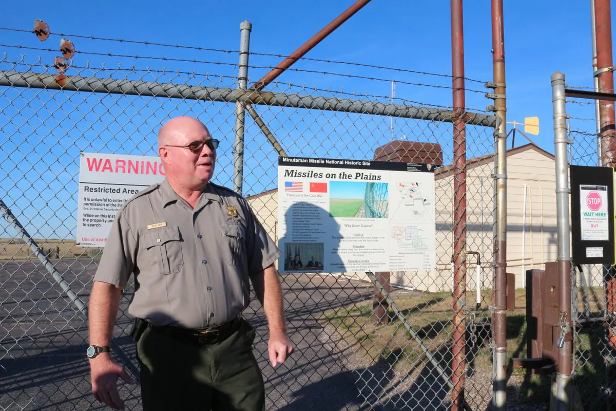 Interpretative Ranger Butch Davis outside Delta 01, Minuteman missile control center 17 miles from Wall, South Dakota. (Myriam Moran copyright 2013)