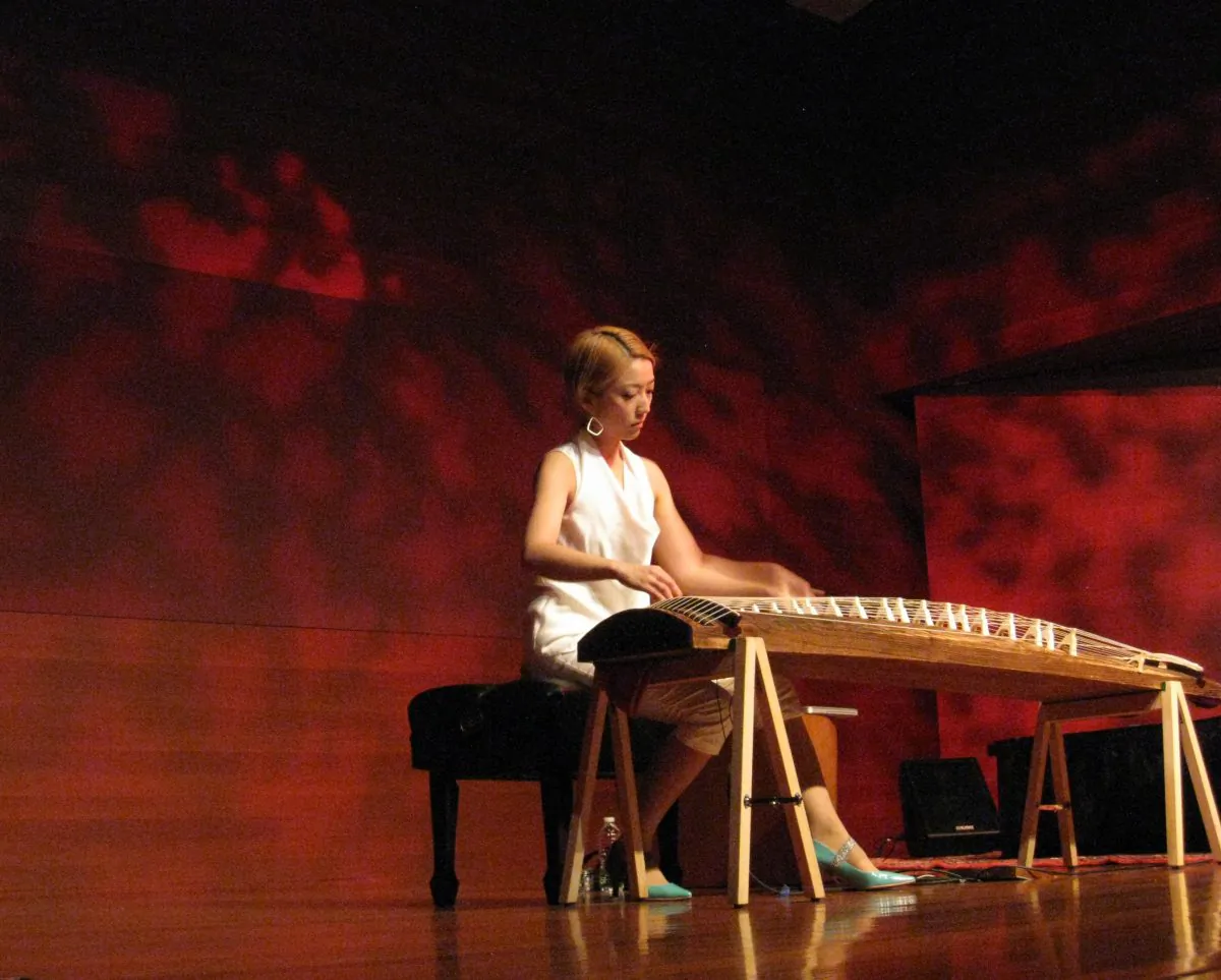 Yumi Kurosawa plays the koto at the Rubin Museum on Oct. 23.