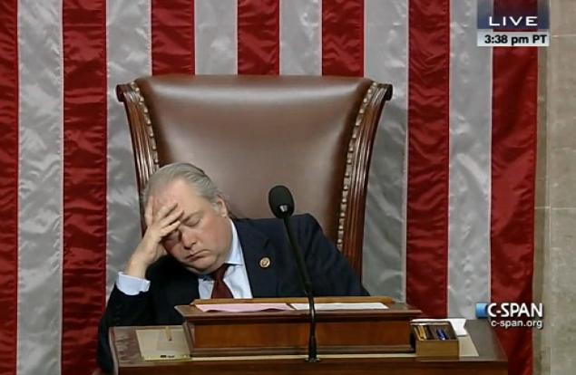 George Holding, a congressman from North Carolina, appeared to have been caught napping on Thursday. (Screenshot/C-Span)