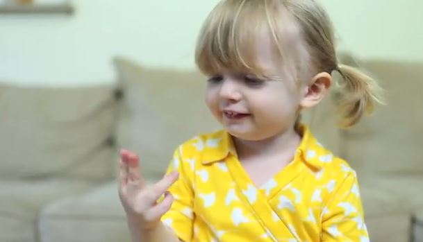 Claire, a two-year-old who told her mother that she's the best in the world in a now-viral video. (Screenshot/YouTube)