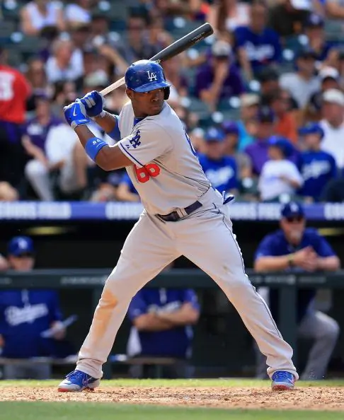 Los Angeles Dodgers Yasiel Puig was an electrifying spark plug in the Dodgers run towards the NL West division title. (Photo by Doug Pensinger/Getty Images)