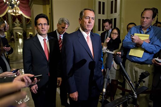 John Boehner mocked Obama in a speech on Monday. Here, he is shown at an Oct. 1 press conference. (AP Photo/Evan Vucci)