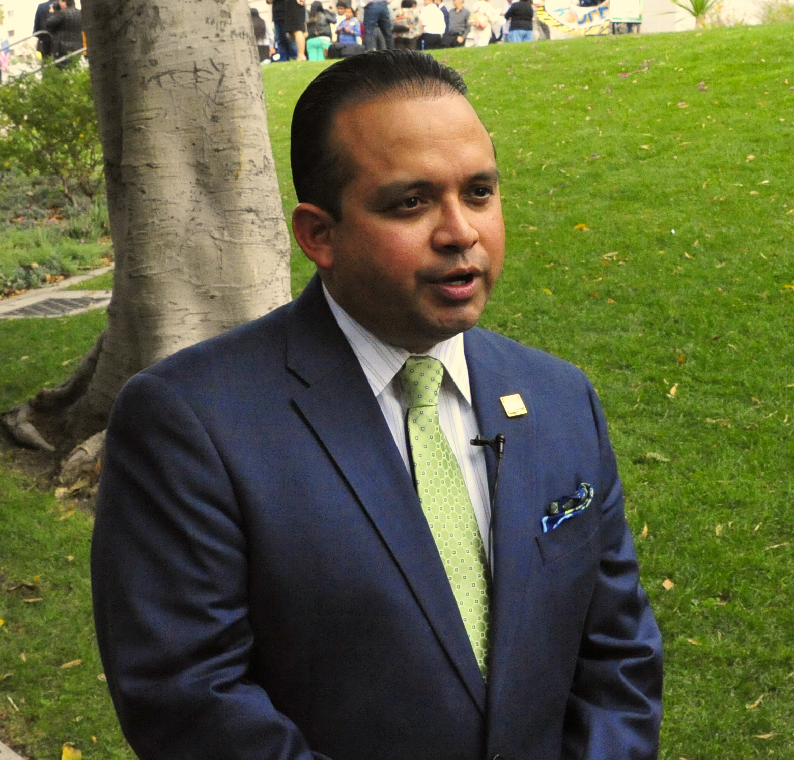 Sen. Luis Alejo (D-Salinas), author and sponsor of the Undocumented Immigrant Drivers License Bill, responding to media in Los Angeles on Oct. 3.