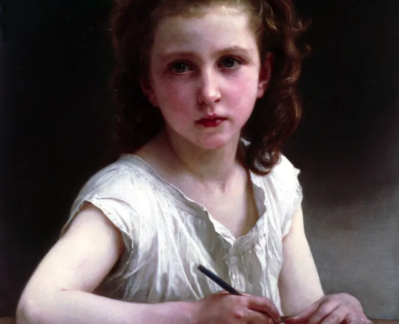A selection from “Une vocation,” 1890, by William Adolphe Bouguereau (William Bouguereau) (1825-1905). Oil on canvas, 22.05 by 17.91 inches. (Courtesy of Art Renewal Center)