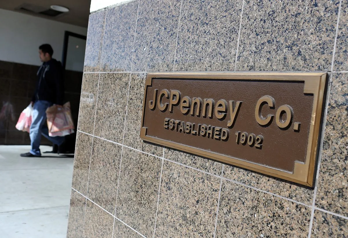 A customer leaves a JC Penney store in San Bruno, Calif., Feb. 28.(Justin Sullivan/Getty Images)