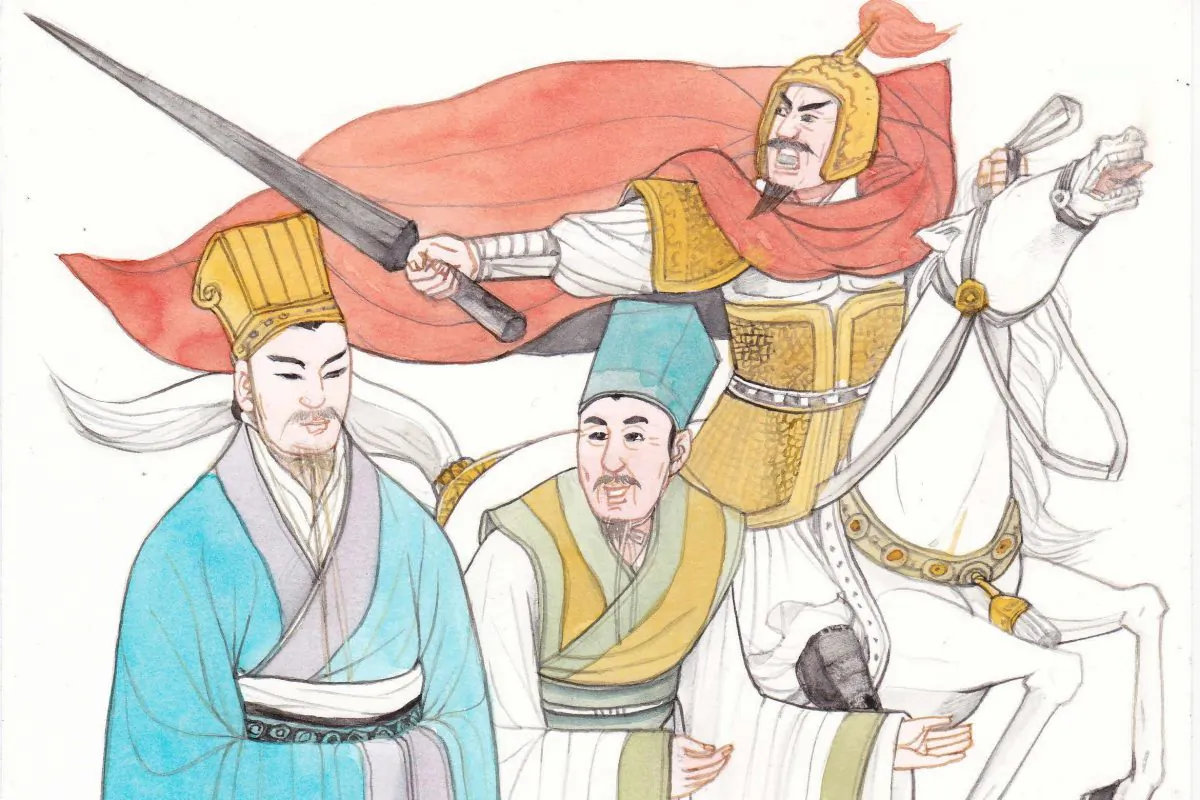 The minister tells his monarch a story about a fox exploiting a tiger’s might to allay the king’s fears about a respected general. (Blue Hsiao/Epoch Times)
