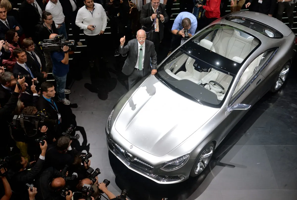Daimler AG chairman Dieter Zetsche presents the new Mercedes S-Class Coupe at the IAA international automobile show in Frankfurt, Germany, Sept. 10. (Thomas Lohnes/Getty Images)