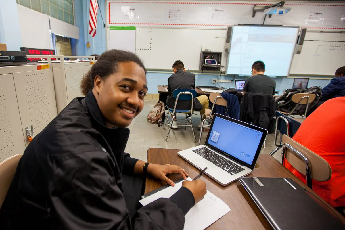 Andre Moona, 10th grade student at the Gateway School for Technology, Manhattan, New York, Nov. 7, 2013. (Petr Svab/Epoch Times)