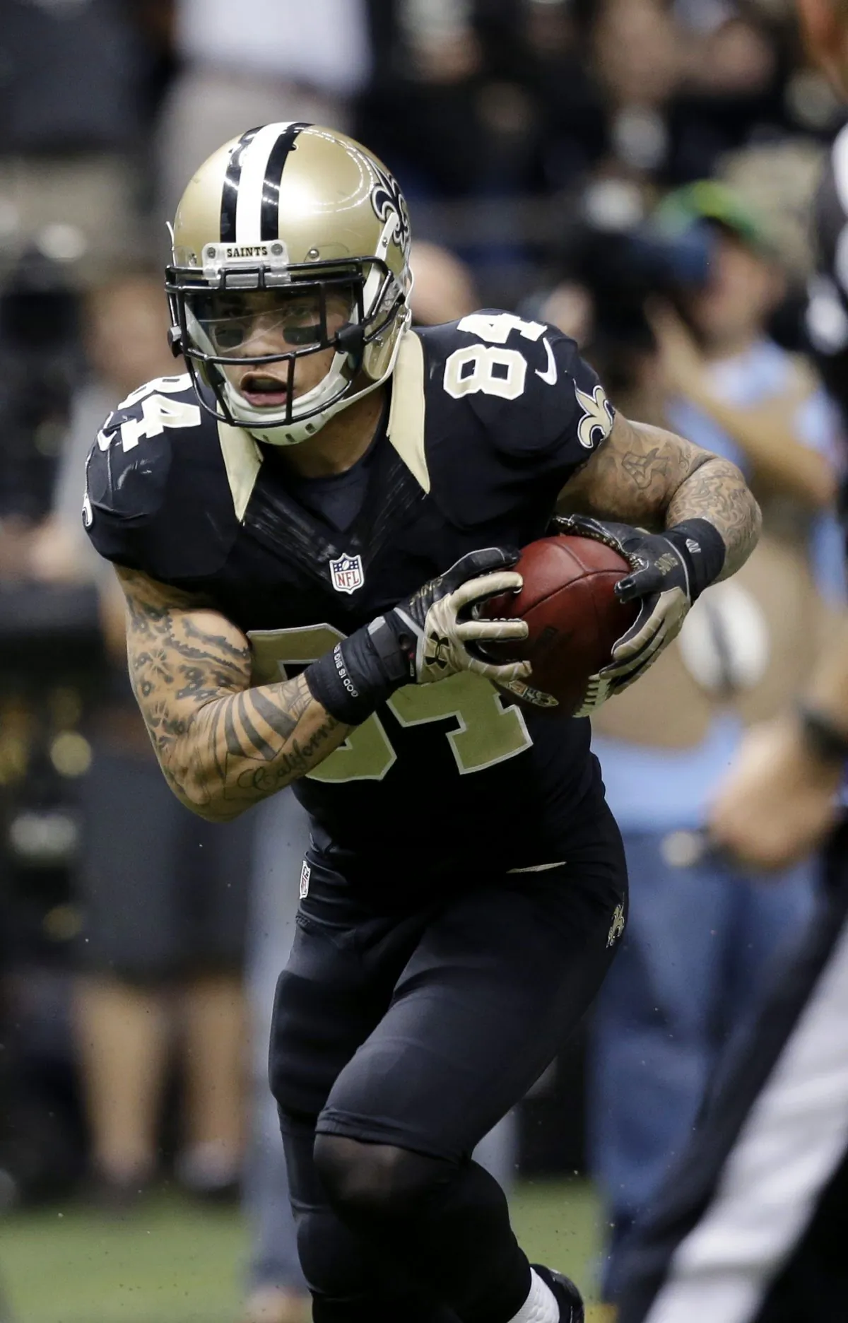 New Orleans Saints wide receiver Kenny Stills in action against the Dallas Cowboys in New Orleans, Sunday, Nov. 10, 2013. (AP Photo/Dave Martin)