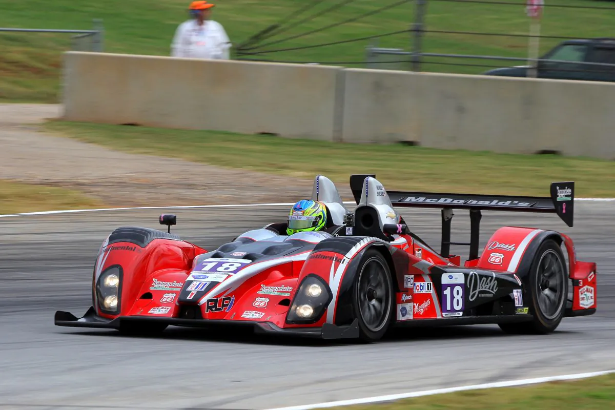Tristan Nunez drives the #18 Performance Tech PC-class Oreca FLM during Petit Le Mans, Oct. 19, 2013. (Chris Jasurek/Epoch Times)