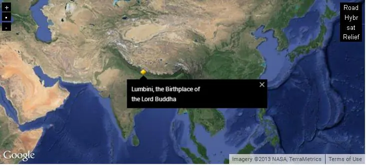 Lumbini, Nepal, the birthplace of the Buddha. (Google/NASA)